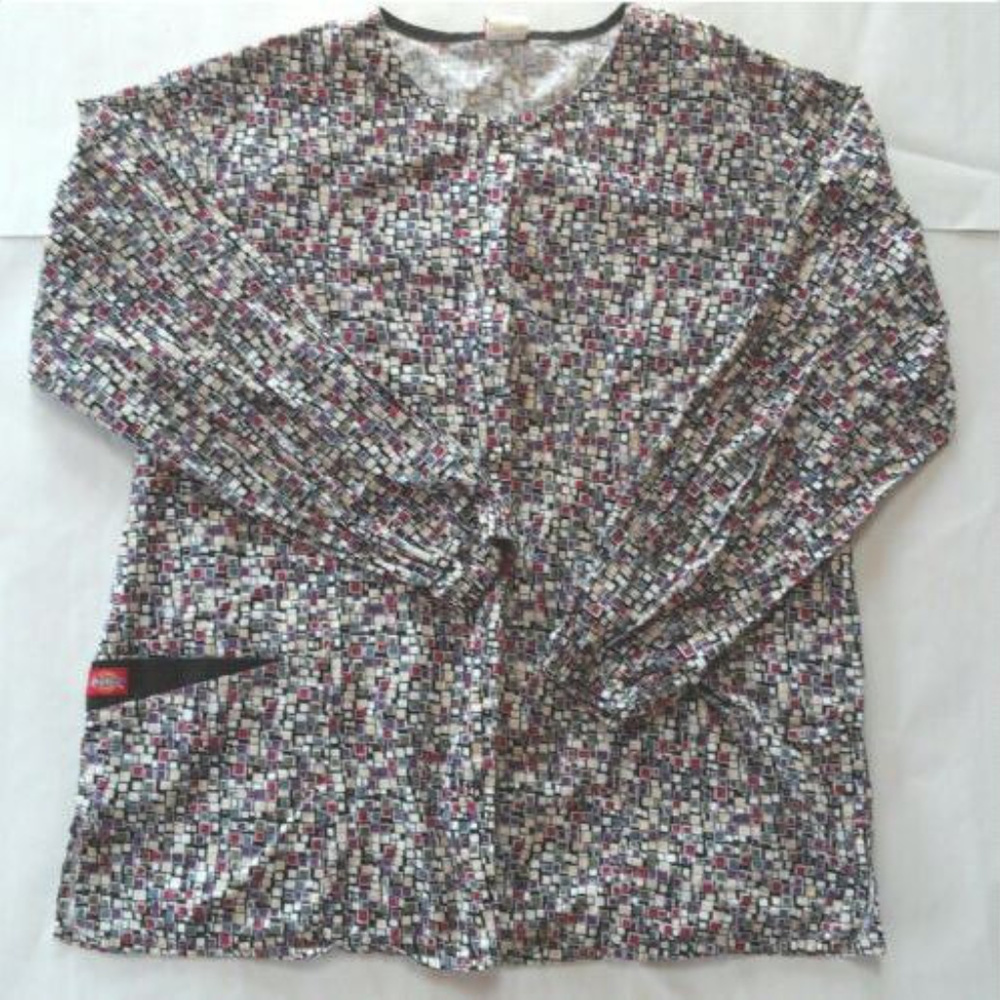 Dickies Long Sleeve Mosaic Scrub Top  ~ Colorful Squares